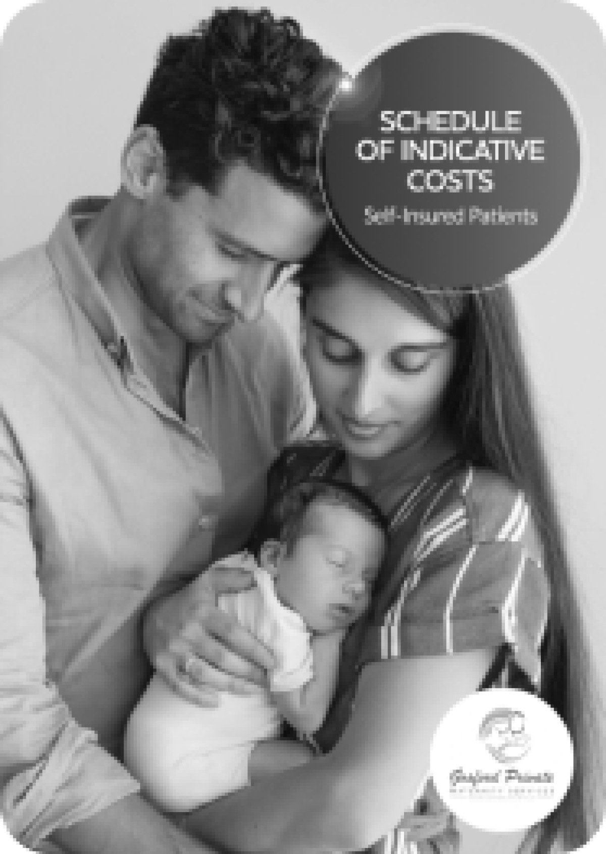 Parents with baby in grey scale